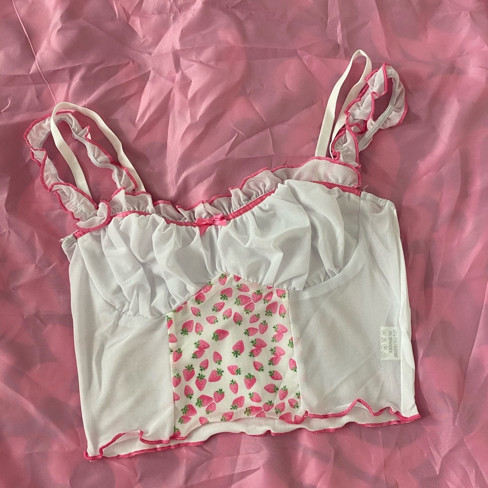 Corset strawberry off the shoulder top